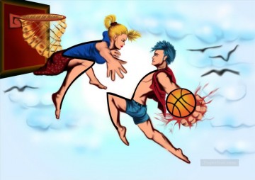 スポーツ Painting - バスケットボール 04 印象派
